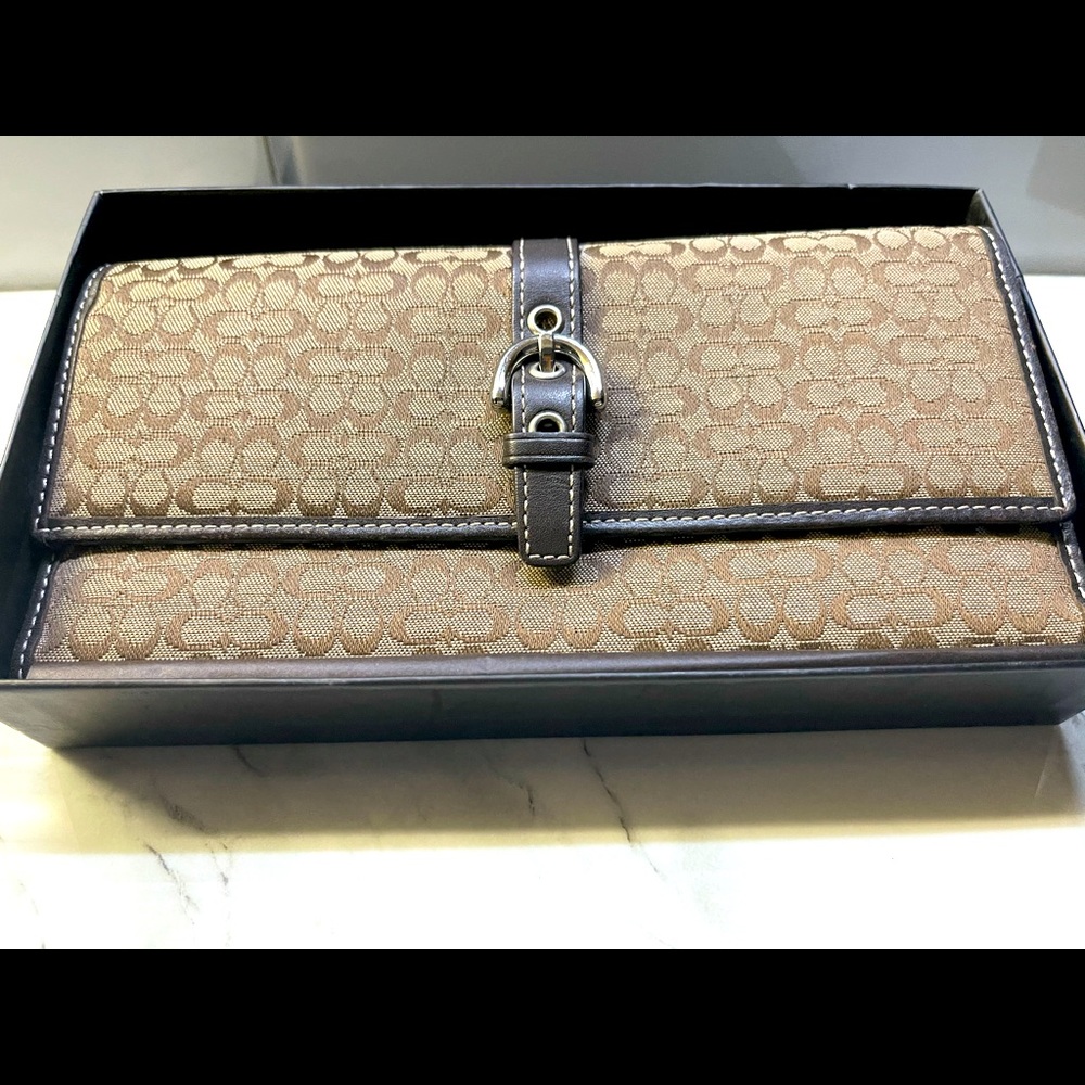 Coach large wallet brown and tan